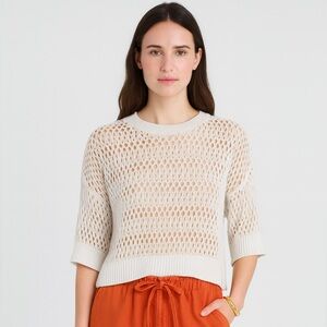 Women’s Madewell Relaxed Open-Stitch Sweater Tee in White XS NWT